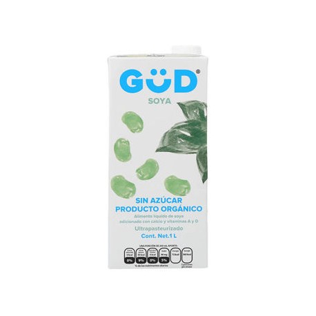 Leche de Soya GUD 12 pz de 1 Lt (sin azucar)Producto Organico