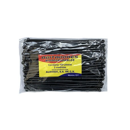 Agitador Negro Biodegradable 100 piezas