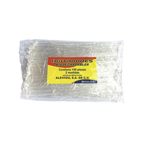 Agitador Transparente Biodegradable 100 piezas