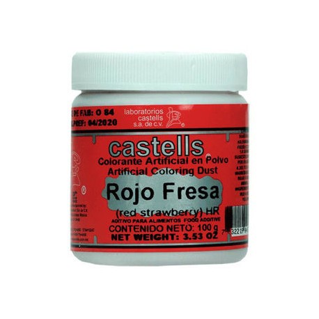 Color rojo fresa polvo Castells Bote de 100 g