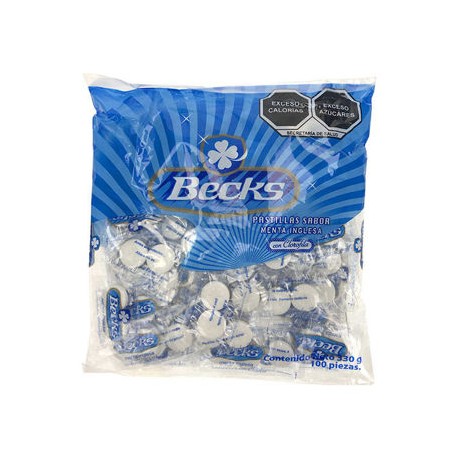 Pastillas de Menta USHER BECKS 310 gr 100 pz aprox (IEPS INC)