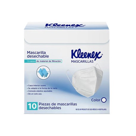 Cubrebocas Kleenex tipo K95 Blanco con 10 pz
