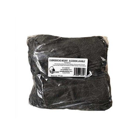 Cubrebocas Negro con Gris de tela LAVABLE Bolsa 100 pz Chef & Hotel