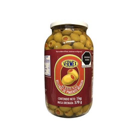 Aceituna verde rellena con pimiento Vermex Frasco 935 g