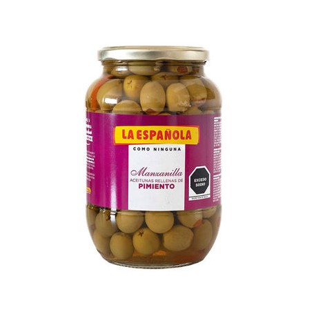 Aceituna Verde Rellena de Pimiento La Española 835 g Fco