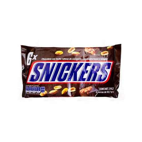 Chocolate Snickers paquete de 6 piezas (IEPS inc.)