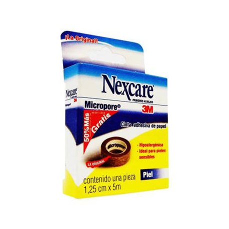 Cinta adhesiva color piel 1.25 cm x 5 m Nexcare Micropore 1pg